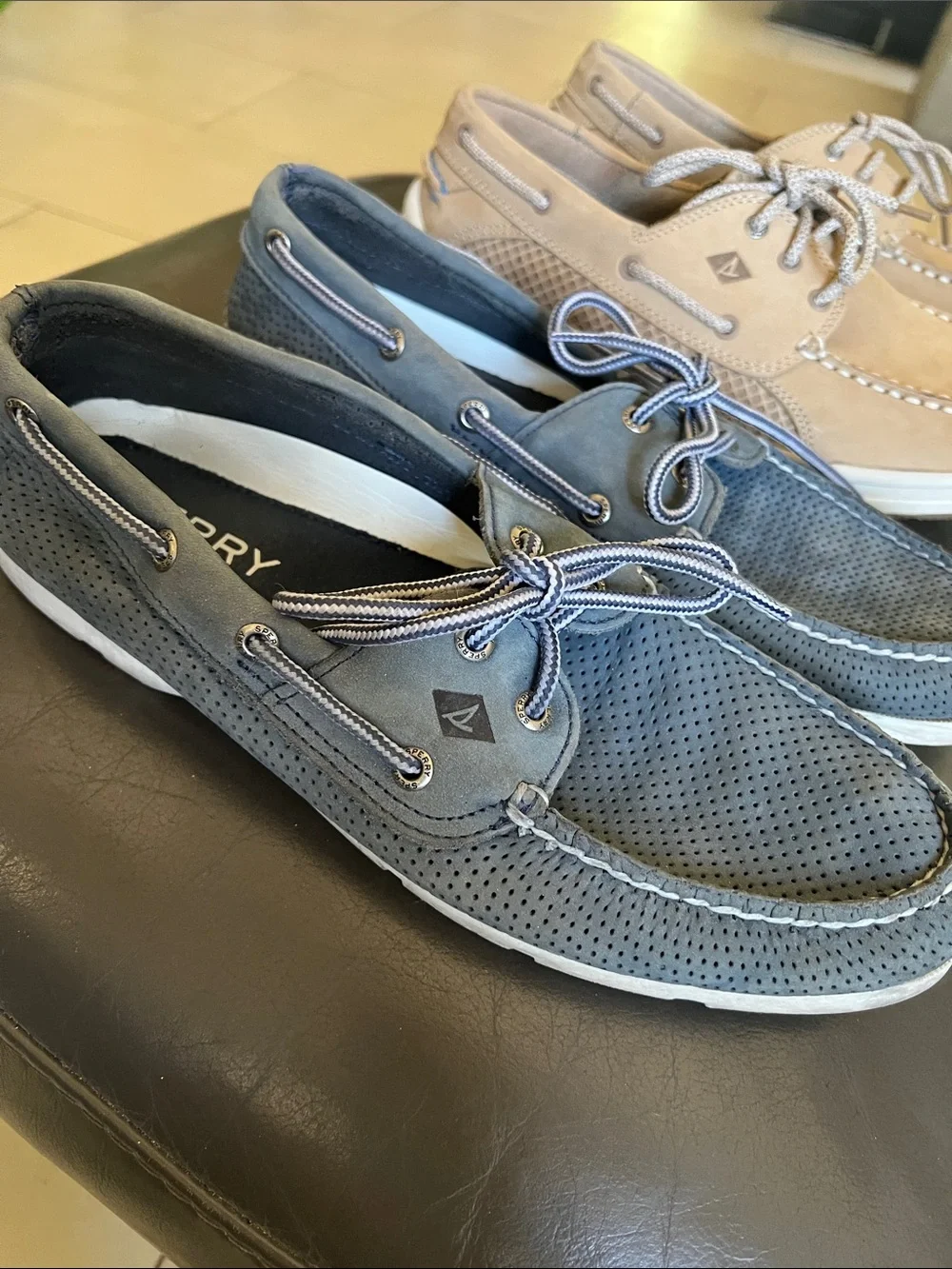 Men's Boat Shoes in Tan and Gray Sperry